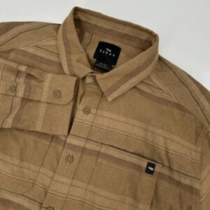 SITKA Men's XL Plaid Long Sleeve Button Up Shirt Brown Tan Outdoor Casual